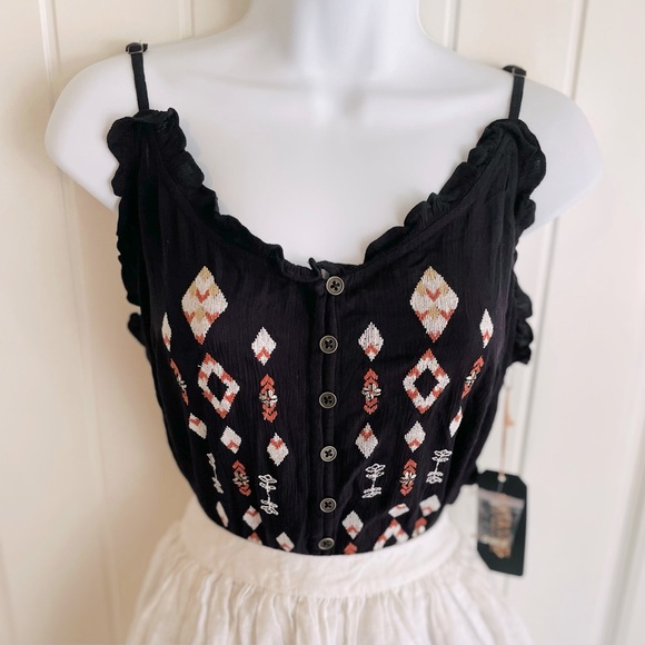 Shyanne Boho Sparkle Embroidery Flowy Summer Tank Sz Small - Picture 3 of 7